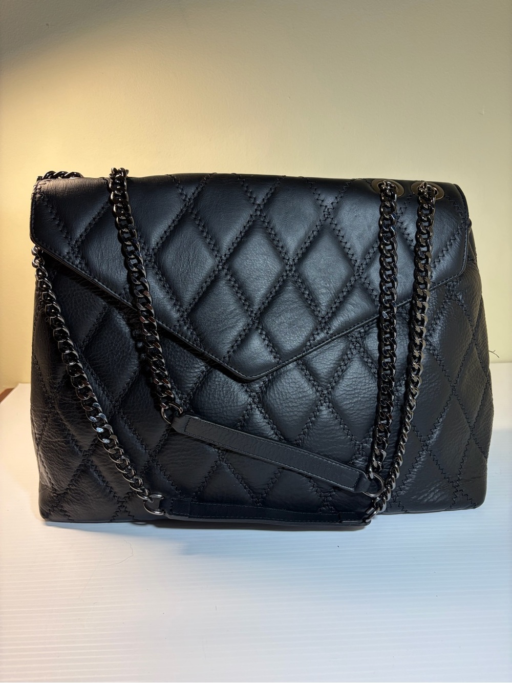 Roberta Rossi Black Leather  Large Handbag Shoulder Or Crossbody Quality Italy